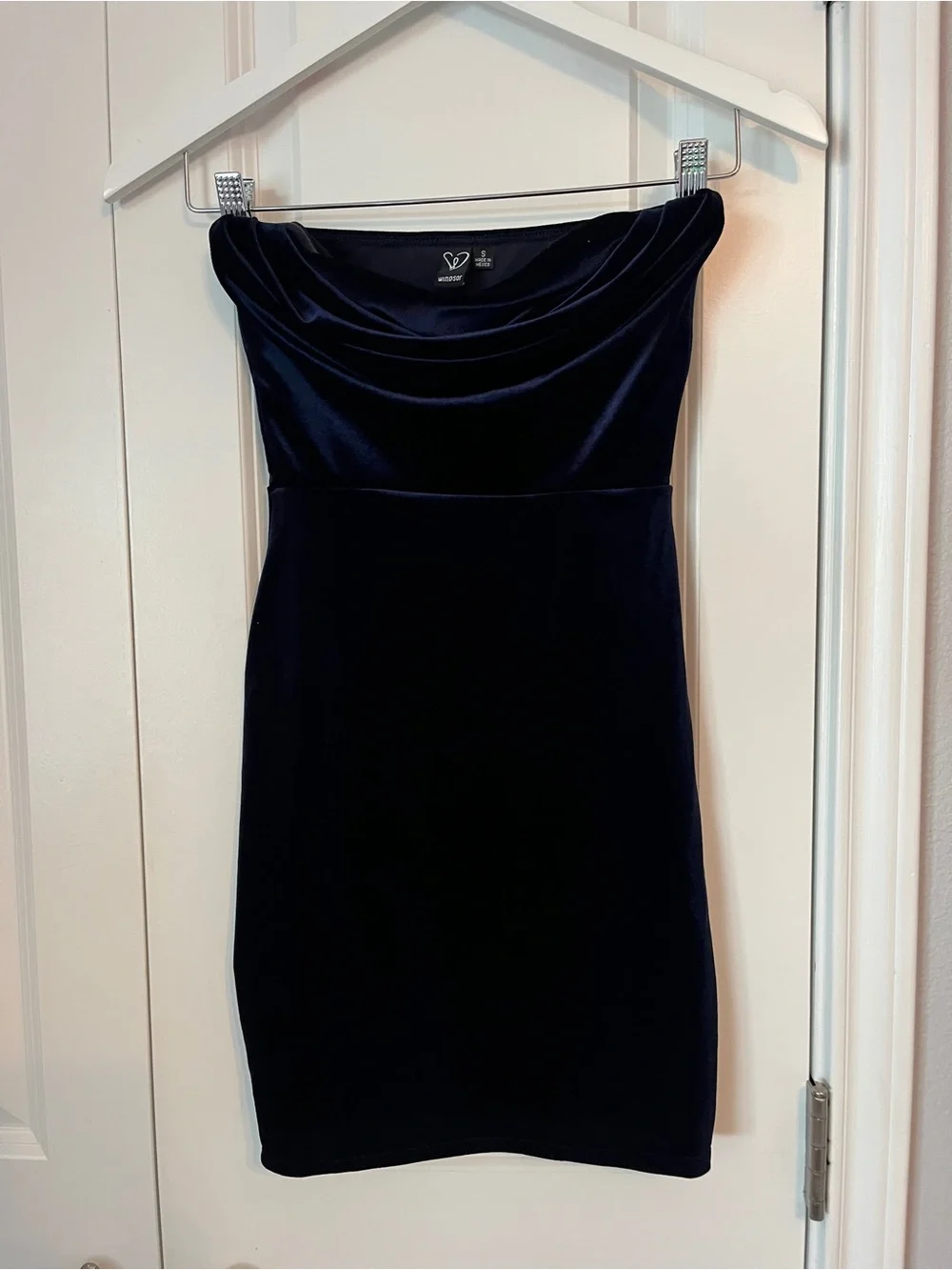 Windsor Strapless Navy Blue Velvet Mini Dress